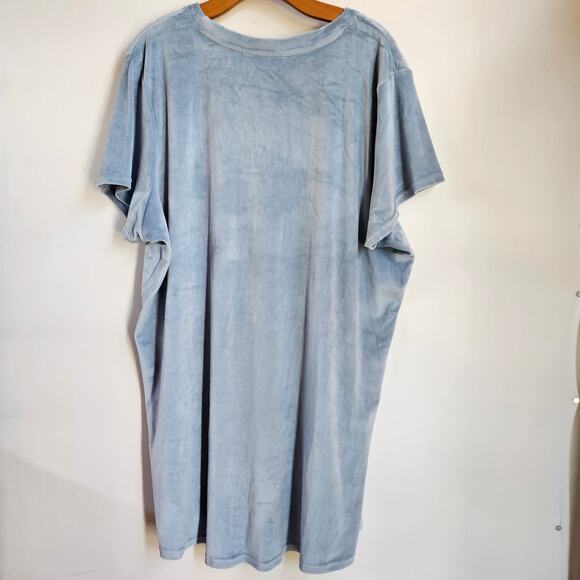 Juicy Couture Blue Velour Sleep Dress Size 2X Nightgown Rhinestone Logo Y2K - Picture 7 of 9
